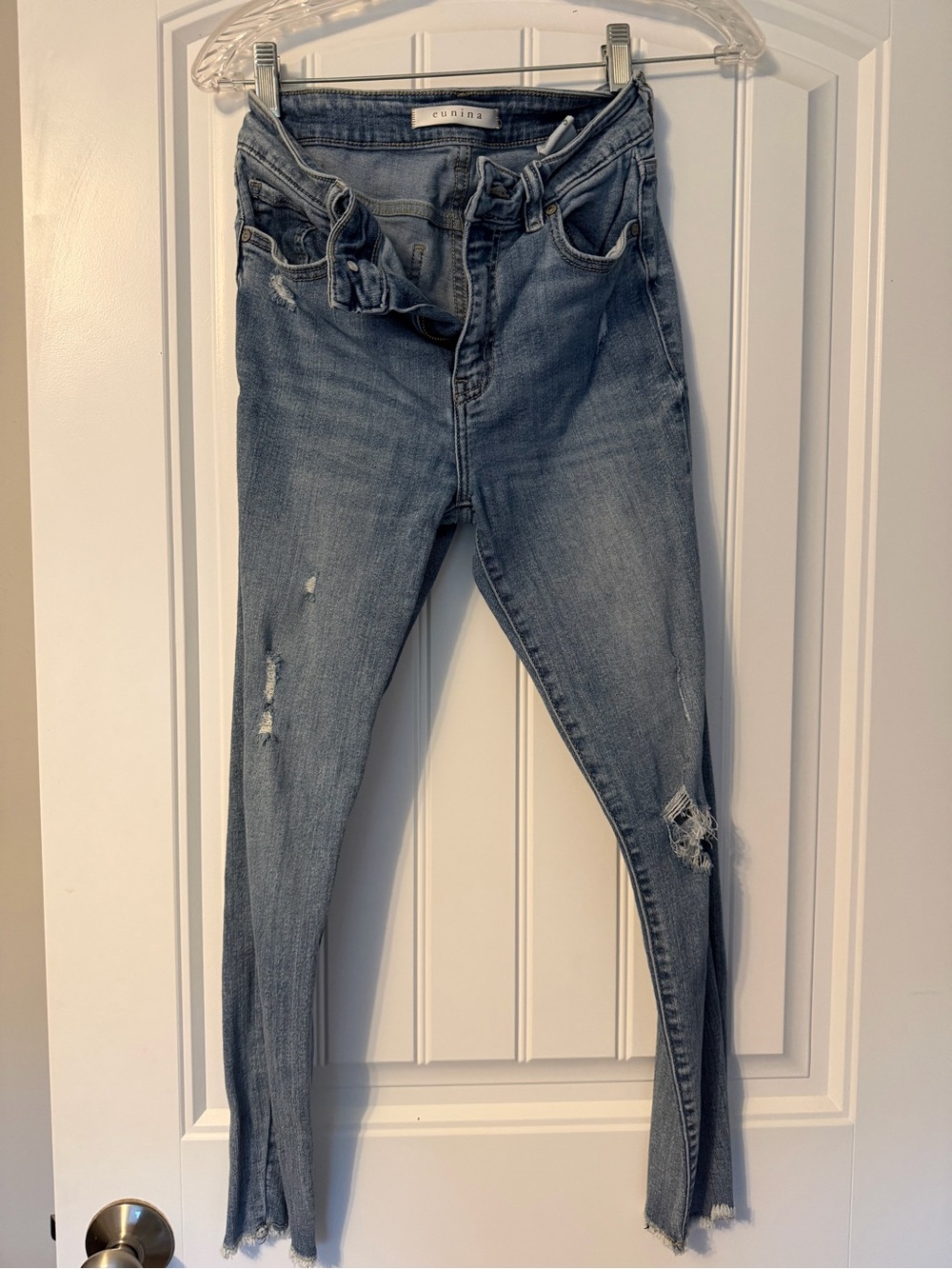 eunina Light Blue Skinny Jeans with Distressed Details